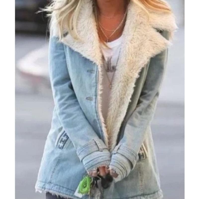 Women's Autumn and Winter Velvet Long-sleeved Warm Cotton Jacket XL