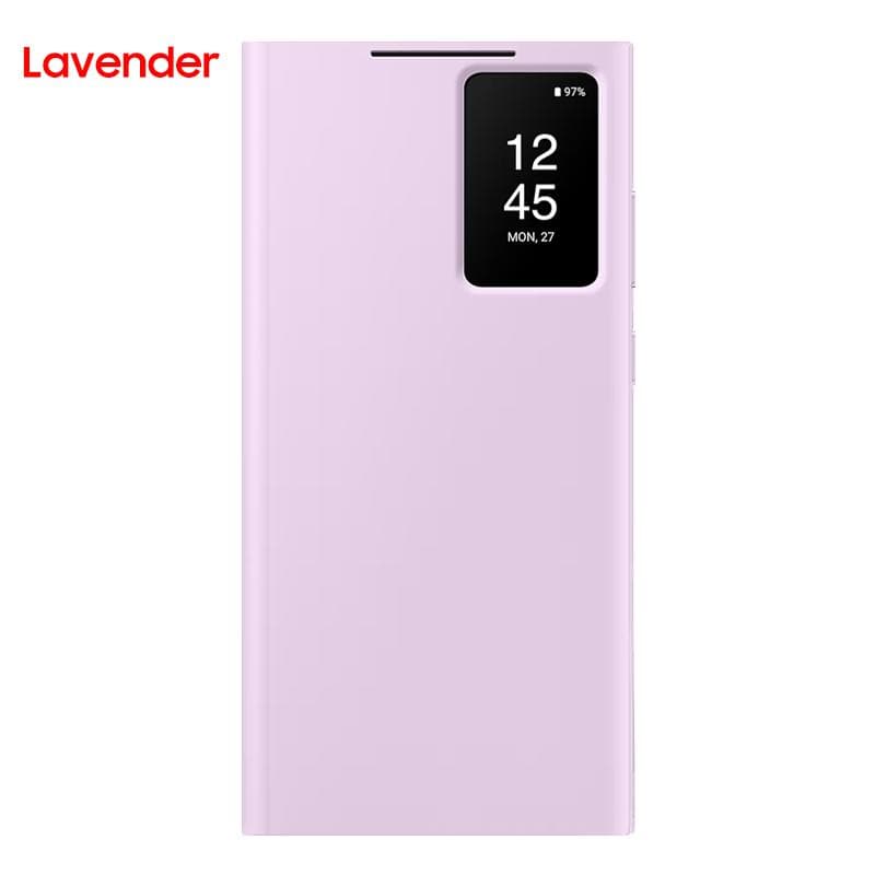 Smart View Wallet Flip Case For Samsung Galaxy S23 Ultra SM-S918B S-View Phone Case Cover lavender