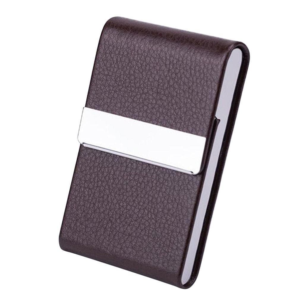 Fashion Business Card Holder with Magnetic Buckle Slim Pocket Name Card Holder Stainless Steel Credit Card ID Case coffee
