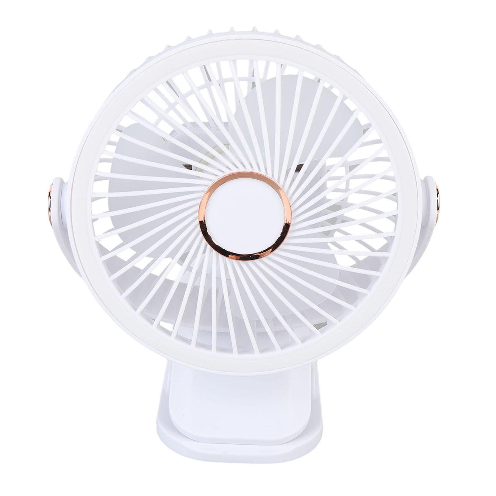Small Desk Fan with Clamp 5 Speed Settings 3 Brightness Levels 720 Degree Rotation Rechargeable