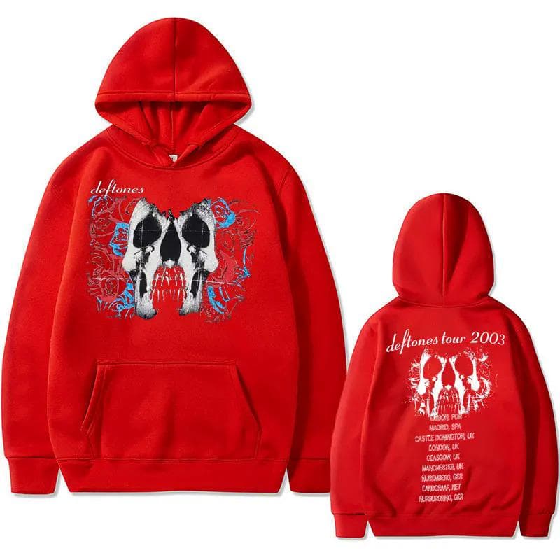Deftones Skull Double Sided Graphic Hoodie XL red
