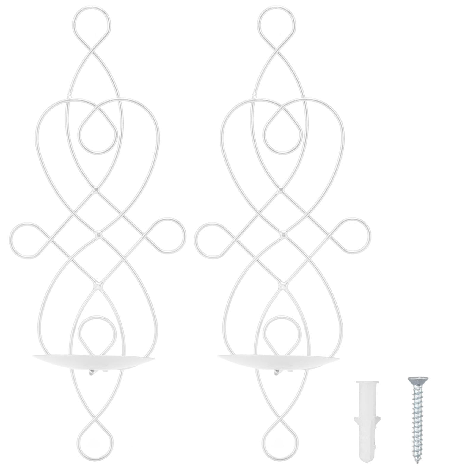 2 Sets Iron Wall Candle Sconce Holder Foldable Deformation Resistance Innovative Wall Candle Holder white