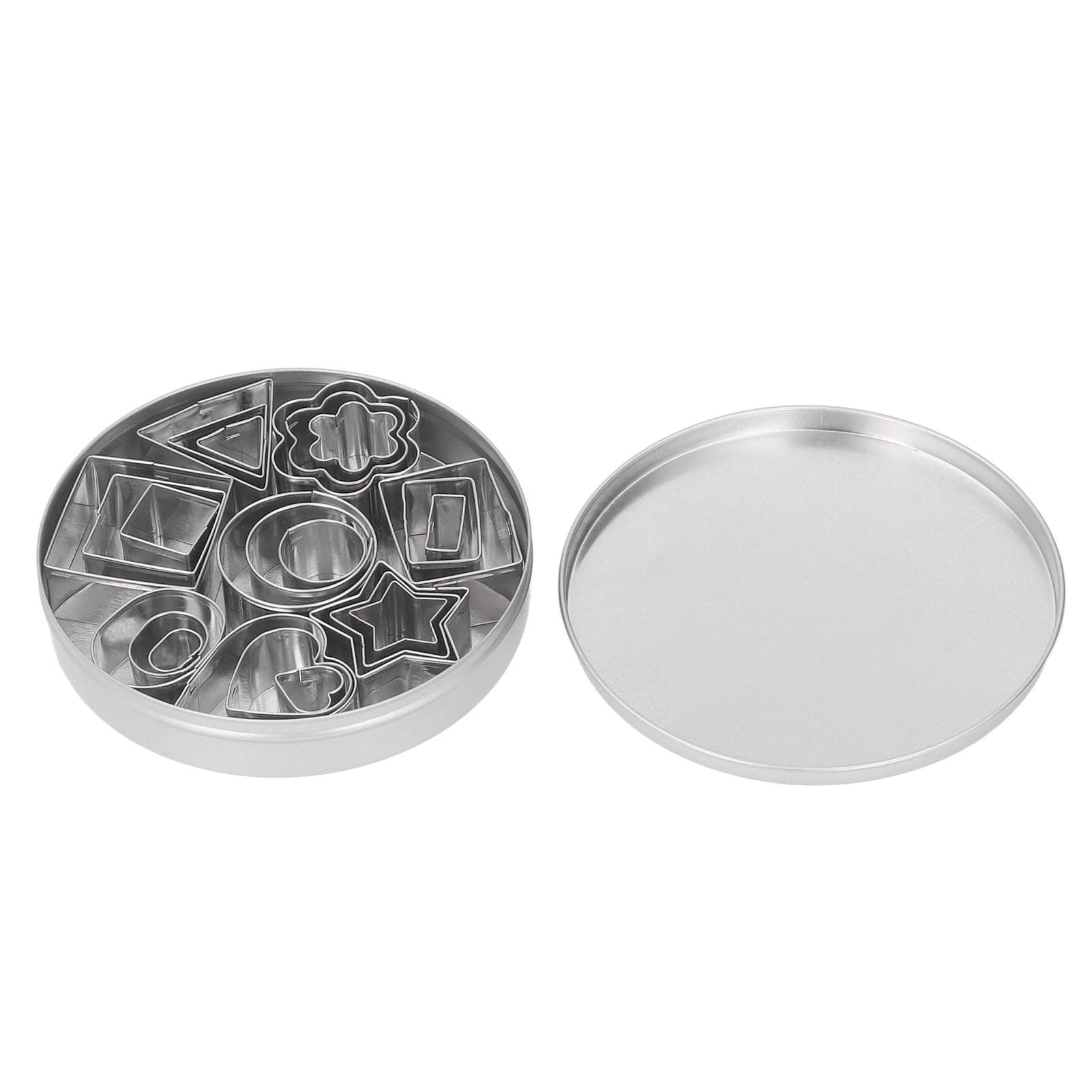 24Pcs Biscuit Mold Set Stainless Steel Mini Cookie Cutter Metal Fondant Cutter Geometric Shape for