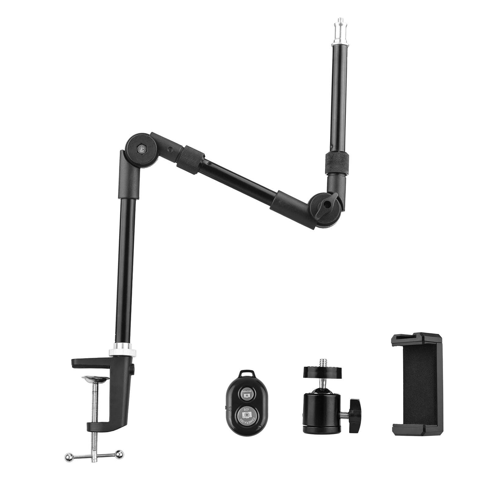 Andoer ST-01 Flexible Foldable Desk Mount Stand Metal Bracket 1/4 Inch Screw 3kg Load Capacity with black