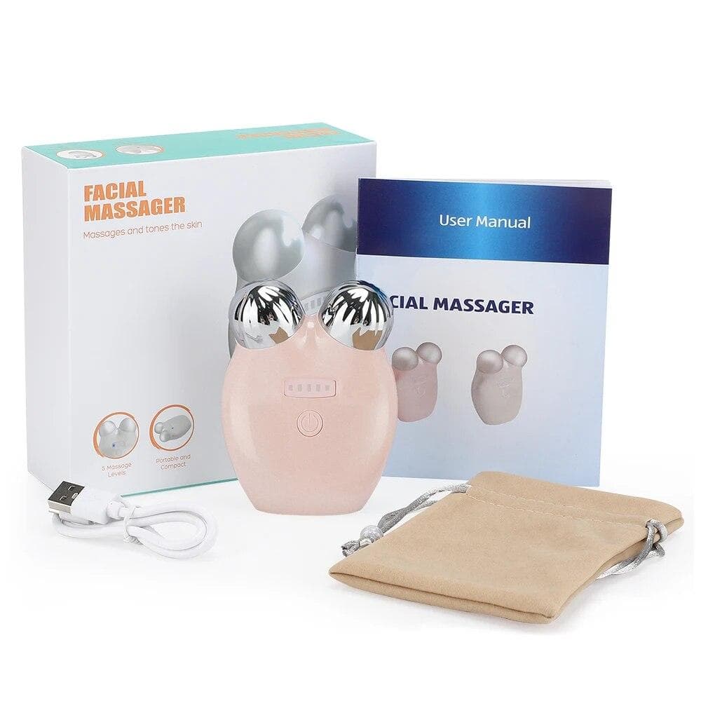 Microcurrent Facial Massager Roller Anti Wrinkles Face Lift Skin Tightening Machine Face Firming Beauty Device CHINA pink