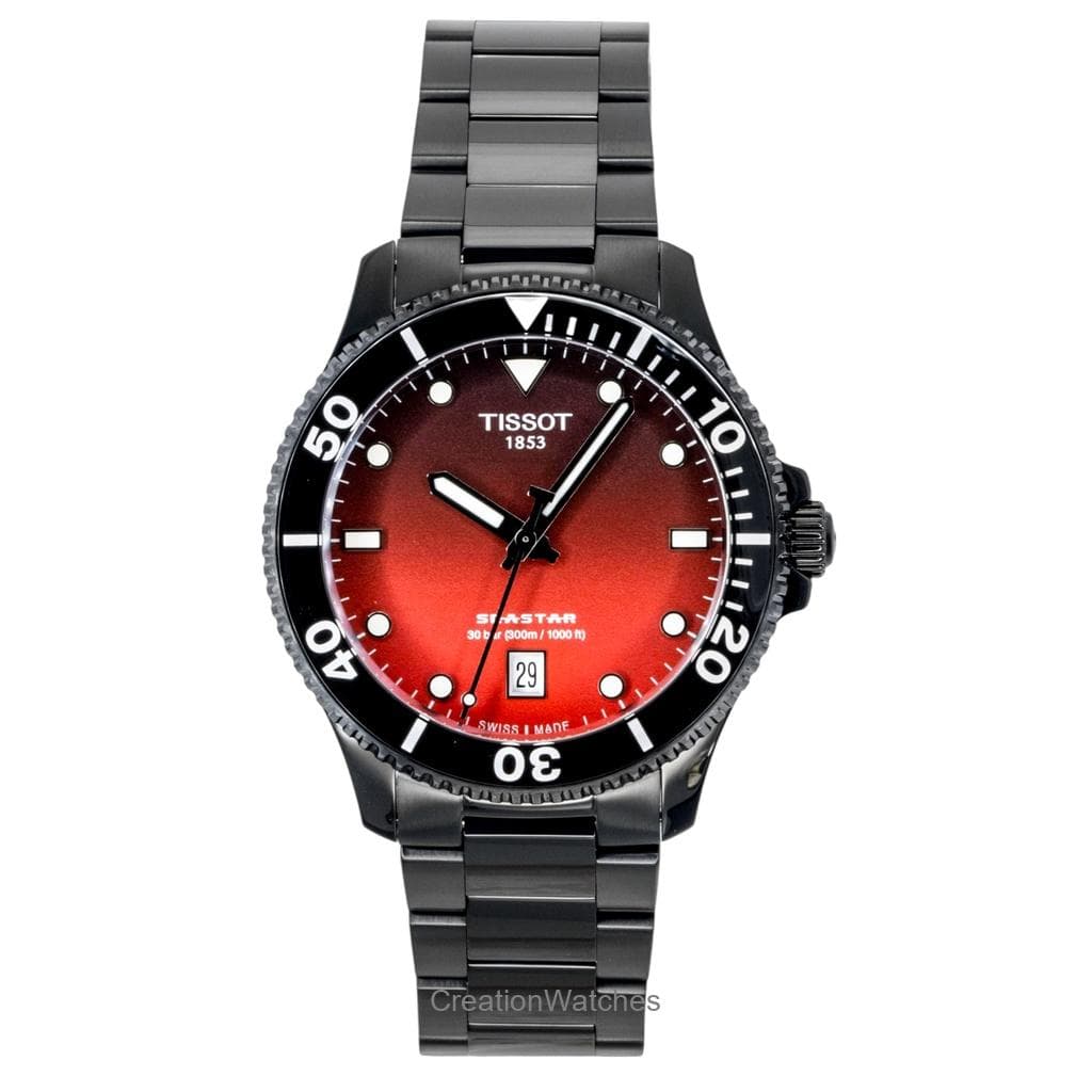 Tissot SeaStar 1000 Stainless Steel Red And Black Dial Quartz T120.410.33.421.00 300M Men's Watch red