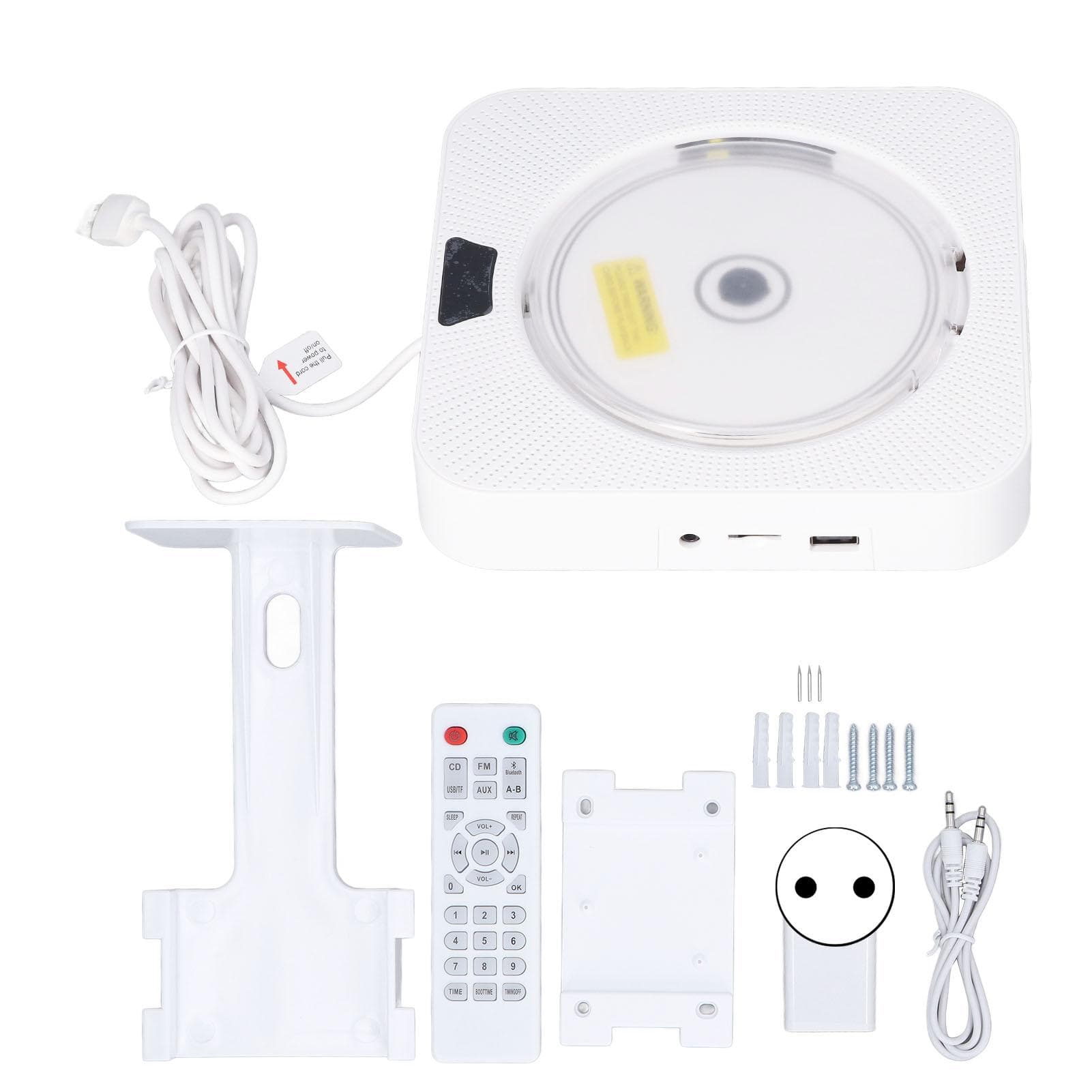 6 in 1 CD Player Wall Mounted Bluetooth Stereo AUX Input Output FM Radio Music Player with Remote