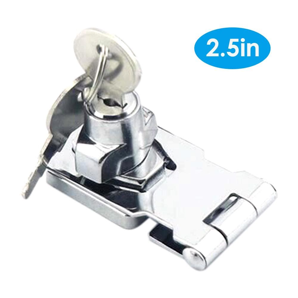 Door Lock Latch Cabinet Locks with Keys Hasp Lock Chrome Plated Garage Door Hasp Lock Staple 2.5in