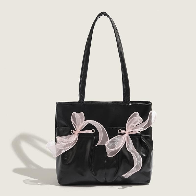 Original Design Bow Large Capacity Women's Fashion Tote Bag Underarm Bag black