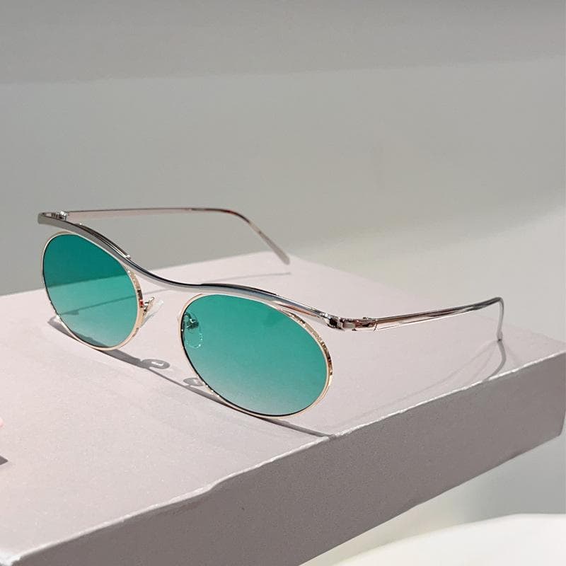 Luxury Designer Metal Steampunk Sunglasses Women Men Vintage Punk Oval Eyebrow Cool Shades UV400 Protection As the photo