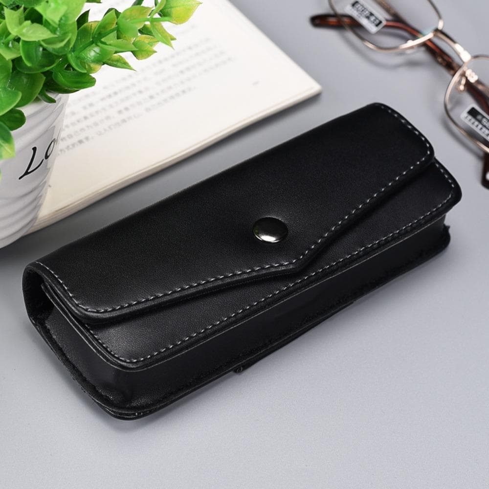 Upscale Belt Wearable Glasses Case Men Portable Leather Reading Glasses Storage Box Phone Bags and Tool Carrying Cases black