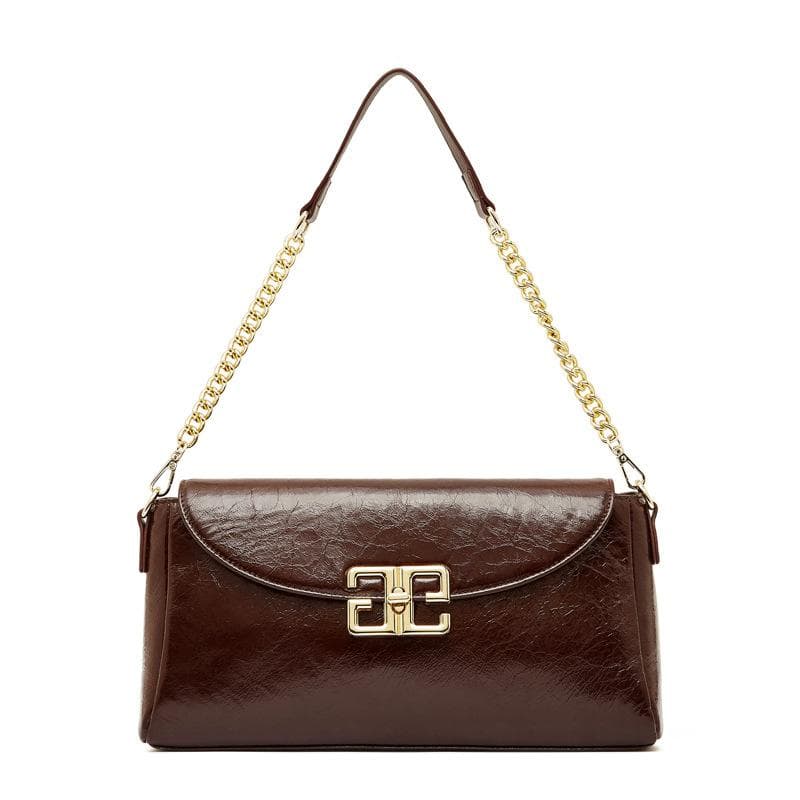 Spring and Summer First Layer Oil Wax Leather Fashion Light Luxury Classic Mother Bag Single Shoulder Oblique Span Leather Women Bag