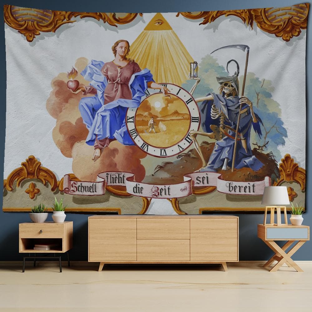 Palace Figures Oil Painting Tapestry Wall Hanging Bohemian Minimalist Bedroom Living Room Wall Decor Background Cloth 95x70cm