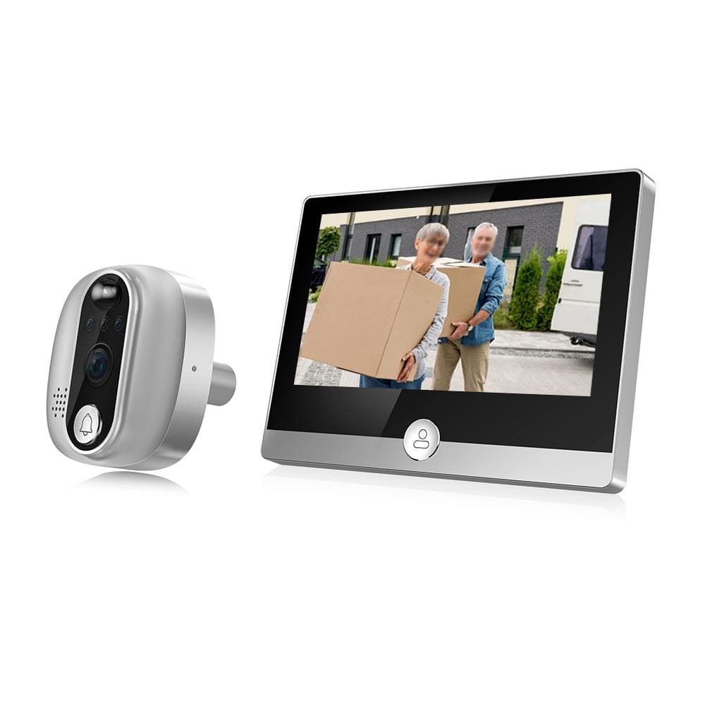 WiFi Video Doorbell for Apartment 2.4GHz Peephole Camera 4.3-inch IPS Display Tuya APP 1080P 120 silver