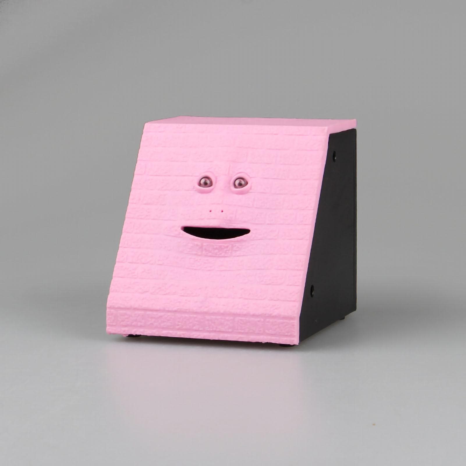 Piggy Bank Plastic Novel Electric Coin Eating Brick Surface Face Bank with Sound for Children Pink pink