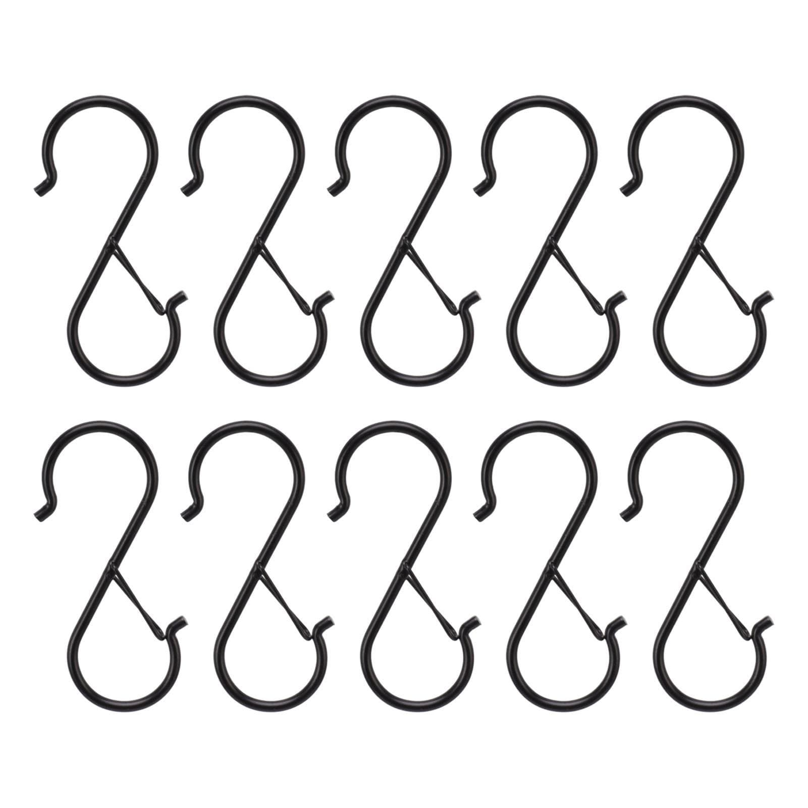 10Pcs S Shaped Hook Hanging Hooks Iron with Safety Buckle for Closet Kitchen Home