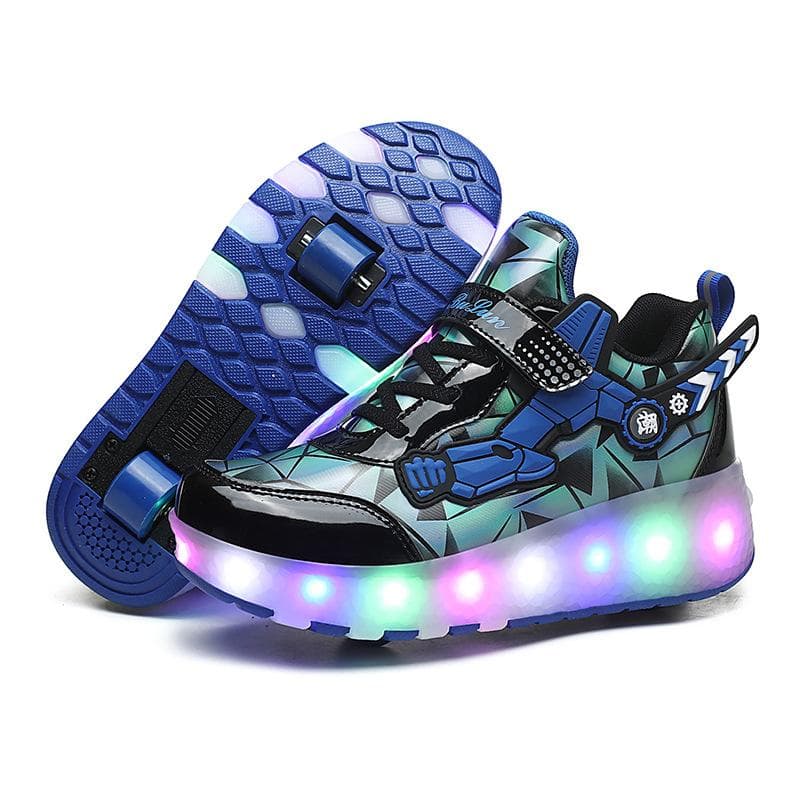 Children's Runaway Shoes Double Wheel Light Skates Boys Pulley Shoes Girls Luminous Shoes 43