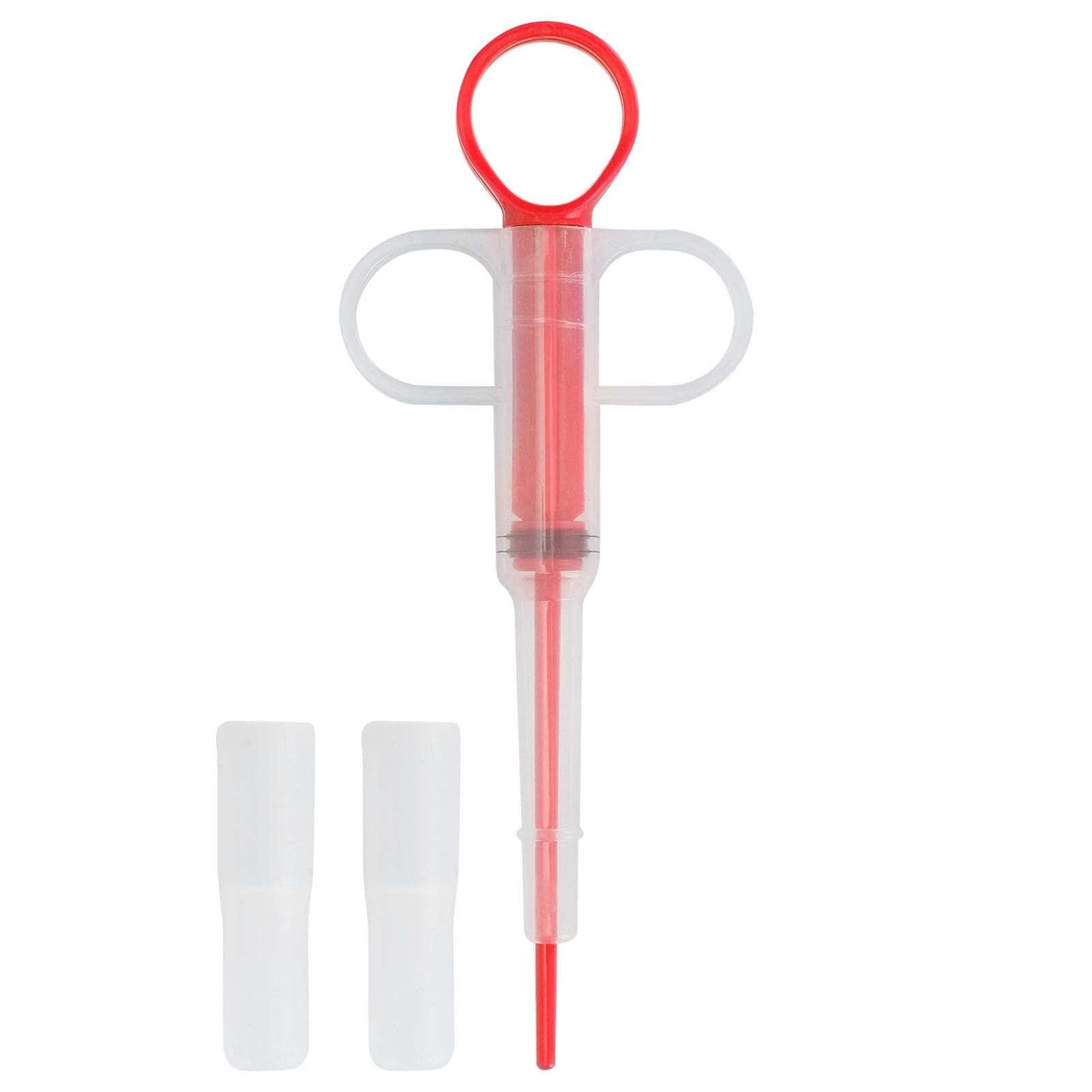 Pet Medicine Feeding Syringe Cat Dog Tablet Syringe with 2 Tips Pet Pill Dispenser ToolsRed red