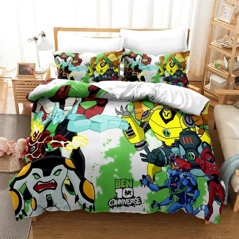 3D Cartoon Ben10 Duvet Cover with Pillow Cover Bedding Set Single Double Twin Full Queen King Size Bed Set for Home Textiles US Twin 173x218cm