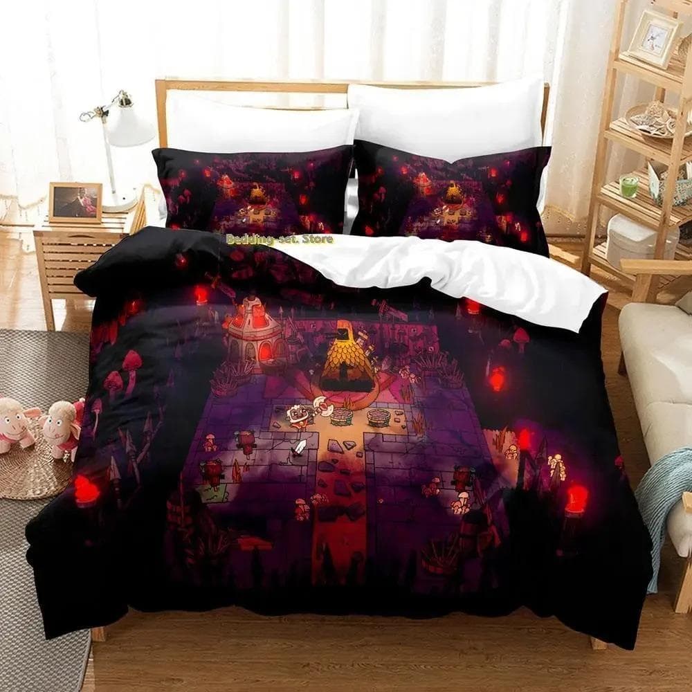 Cult Of The Lamb Bedding Set Single Twin Full Queen King Size Bed Adult Kid Bedroom Duvetcover 3D Print Anime Bed Sheet EU Single 135x200cm