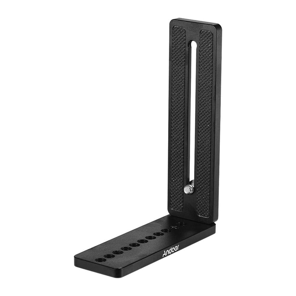 Aluminium Universal L-Shape Plate Bracket Camera Holder with 1/4 Inch Screw black