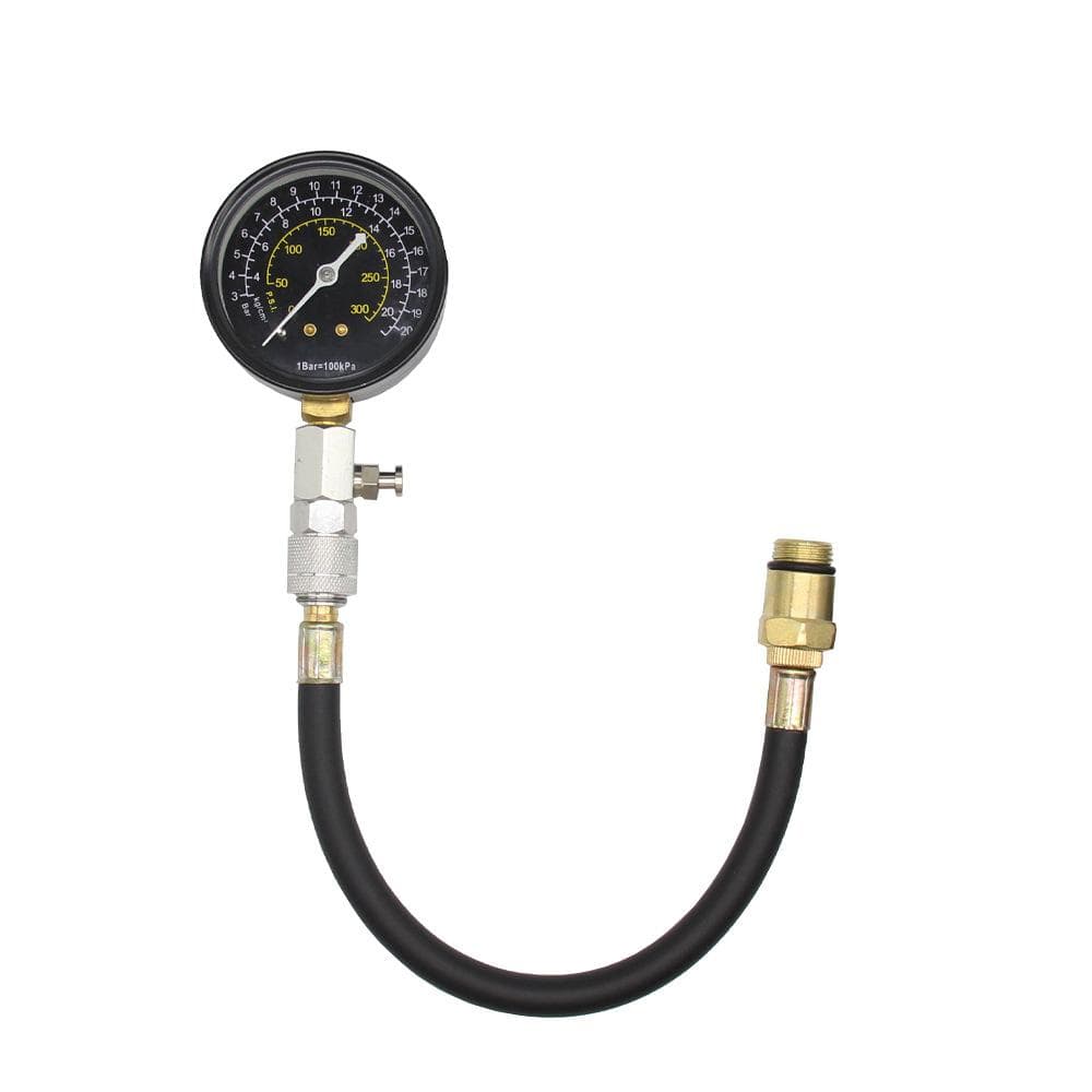 Engine Cylinder Compressions Tester Kit 0-300PSI Pressure Gauge Check Test Tool Automotive black