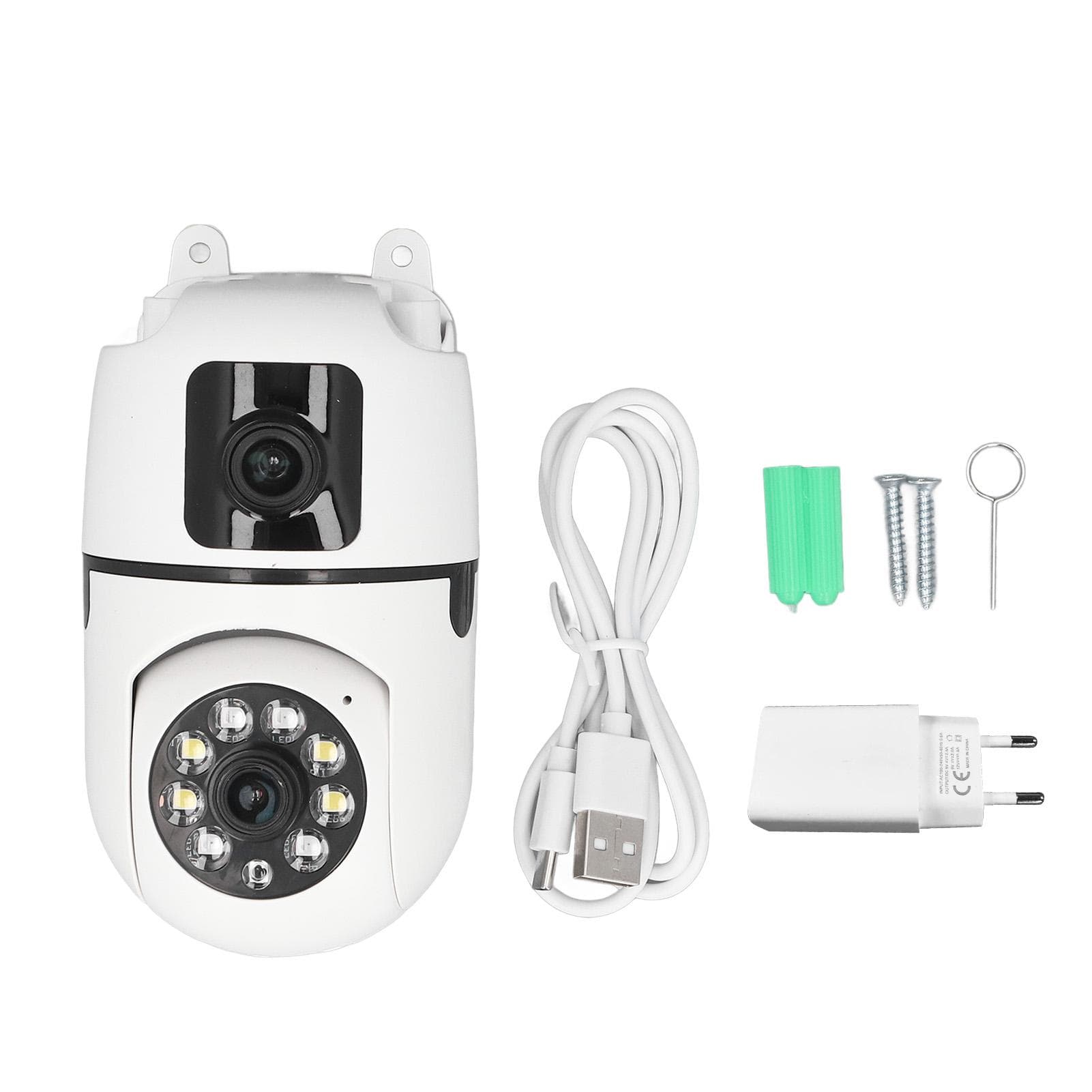 Home Security Camera Dual Lens 2MP Night Vision Motion Detection Rotatable Indoor Dome WiFi Camera