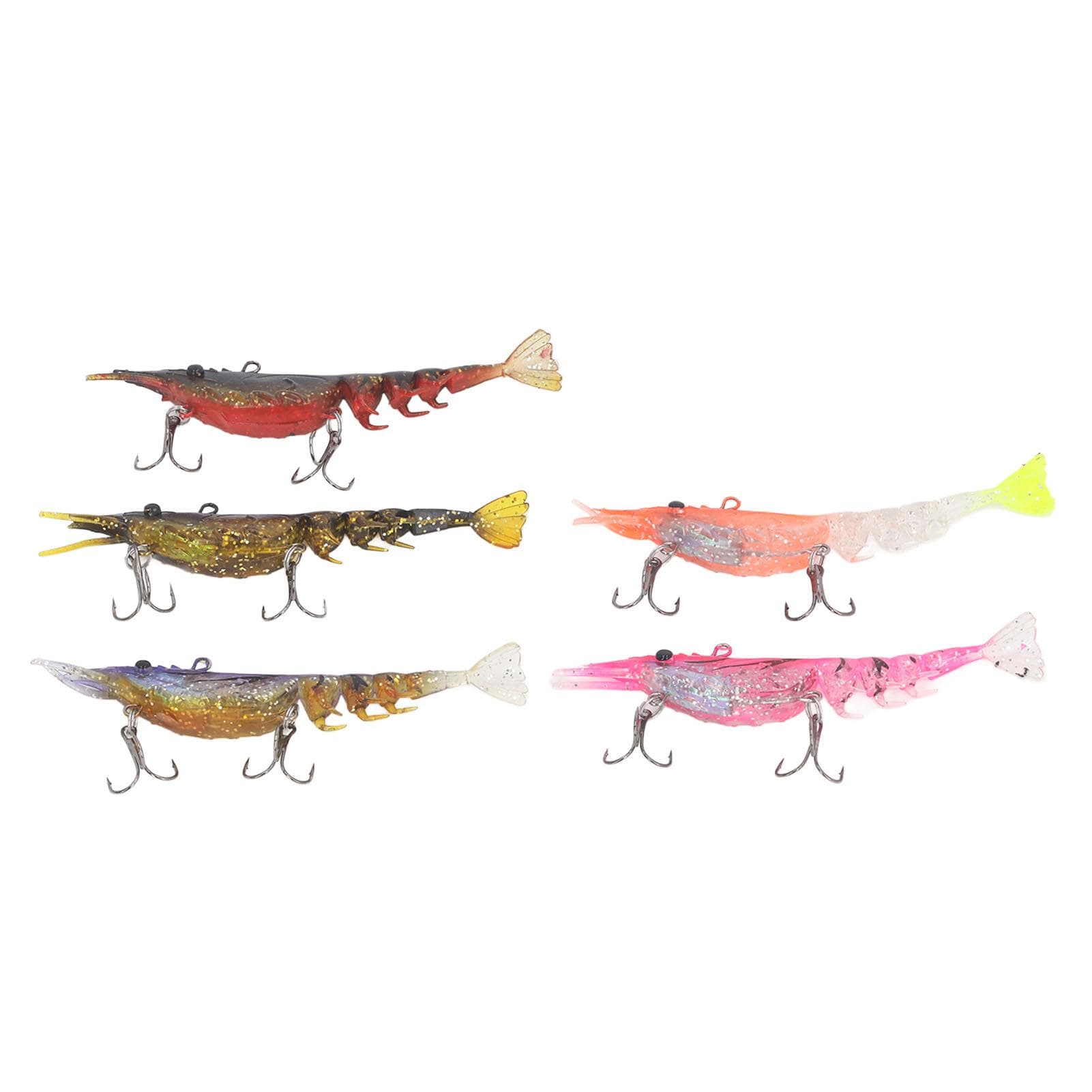 5pcs Soft Fishing Lures Multipurpose Simulation Multi Sections Carbon Steel Hooks Compact Fishing