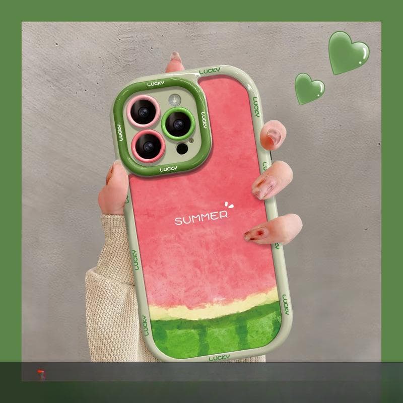 Applicable To Apple 15 Mobile Phone Case Iphone14pro Summer Watermelon 13 Silicone Anti-fall 12/11 Full-inclusive Xs Fine Hole iPhone SE (2nd Generation)
