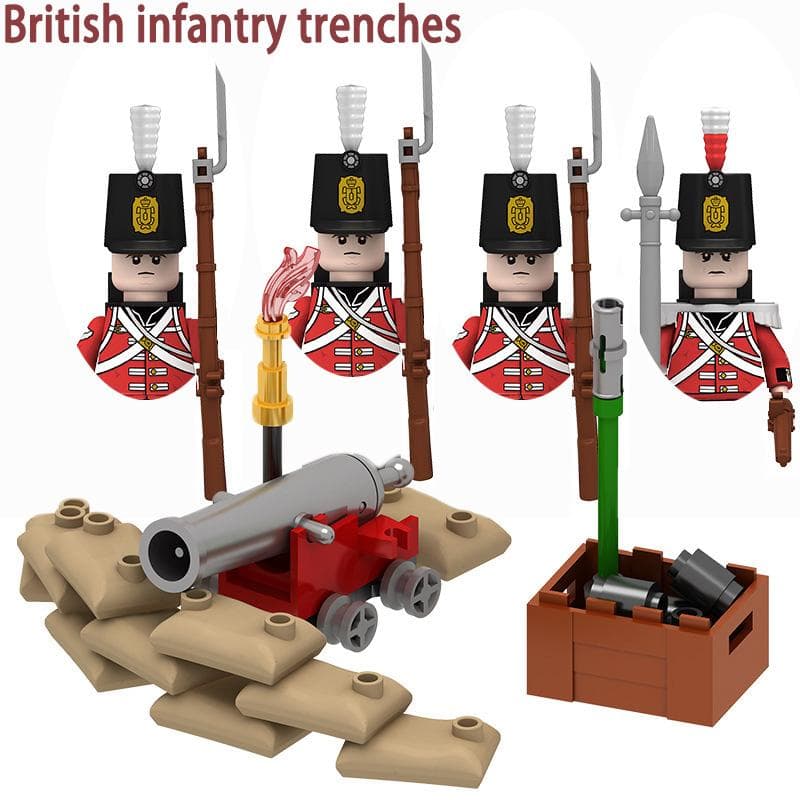 Medieval Napoleonic Wars British Naval Artillery Trench Figure Mini Guns Sword Armas Blocks Toys Kids Brithday Gift Boys Girls About 4.5cm