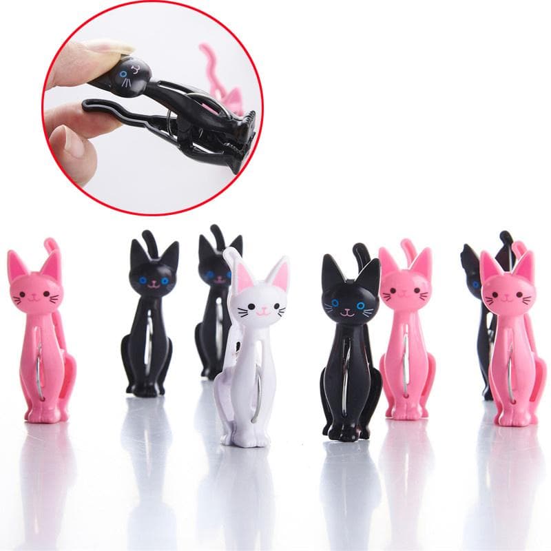 Creative Cat Cartoon Clip Strong Plastic Clothes-pin Shape Receive A Clip Socks Hanging Pegs Clamps Laundry Photo Holder pink