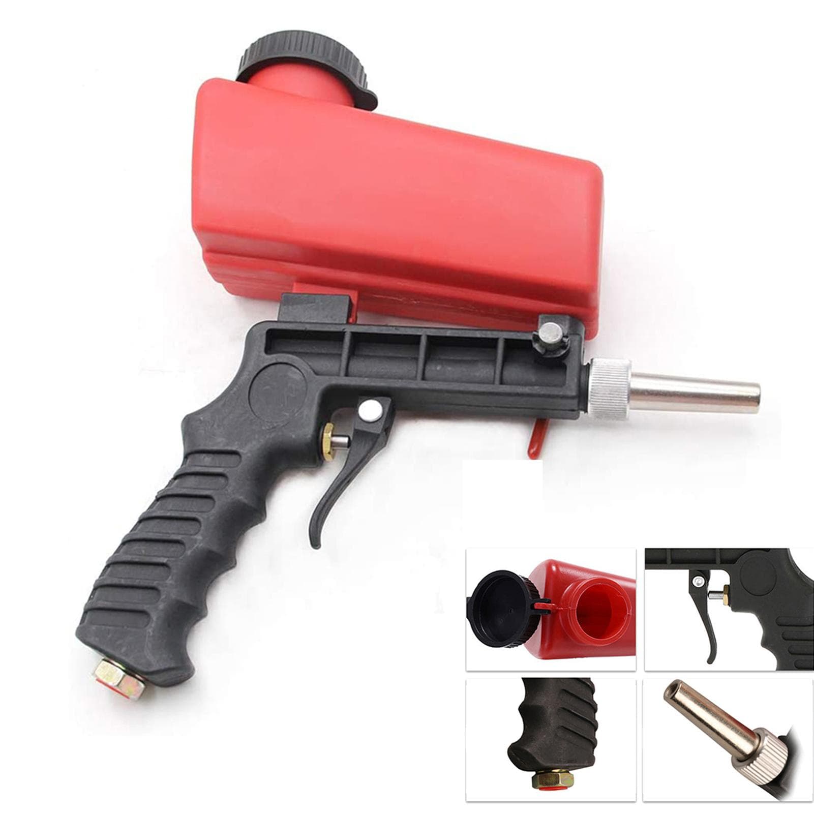 14 90psi Handheld ABS Air Sandblasting Machine Flow Adjustable Handy Sandblaster Spray Polishing black/red