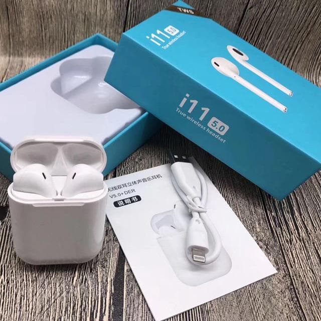i11 TWS Mini 5.0 Bluetooth Earphone Wireless Headphones Portable Invisible Earbud white
