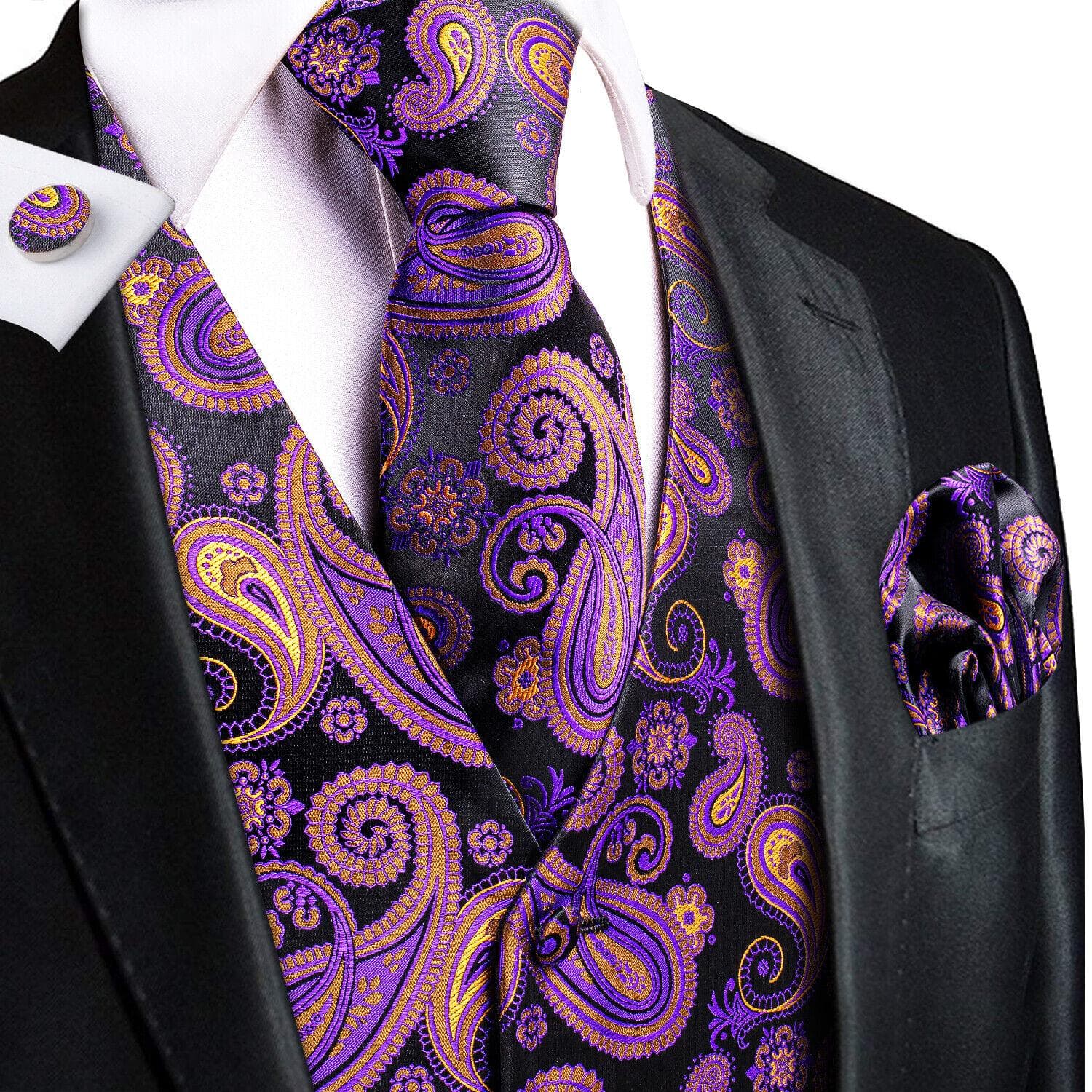 50 Colors Mens Vest Sleeveless V-Neck Pockets Waistcoat Tie Set Wedding Casual L