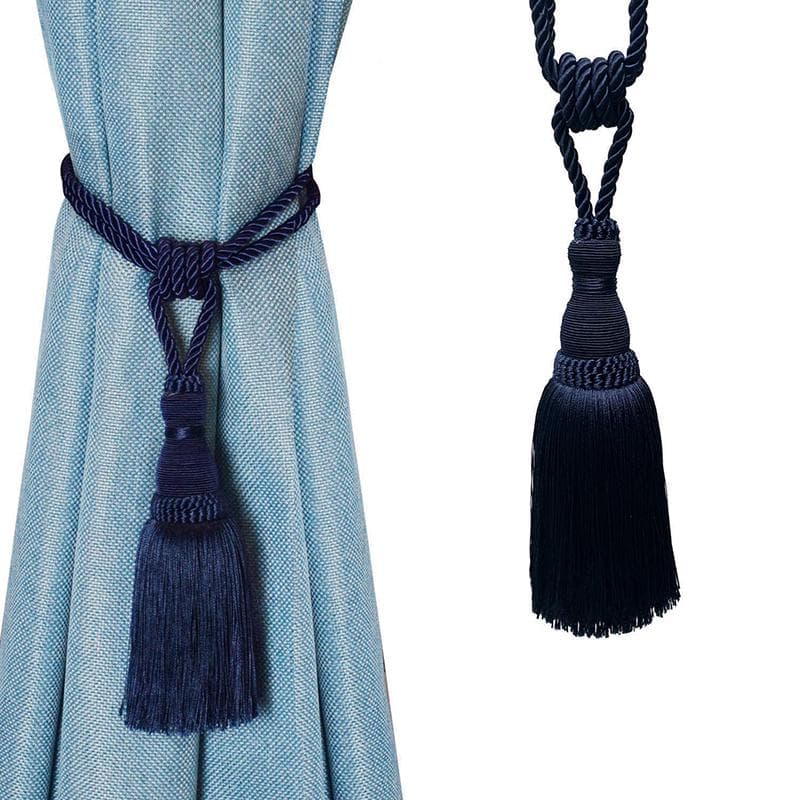 1 Pack Curtain Tiebacks Tassel Drapery Tie-Backs Rope Handmade Holdbacks Home Office Hotel Decorative 1PC navy blue