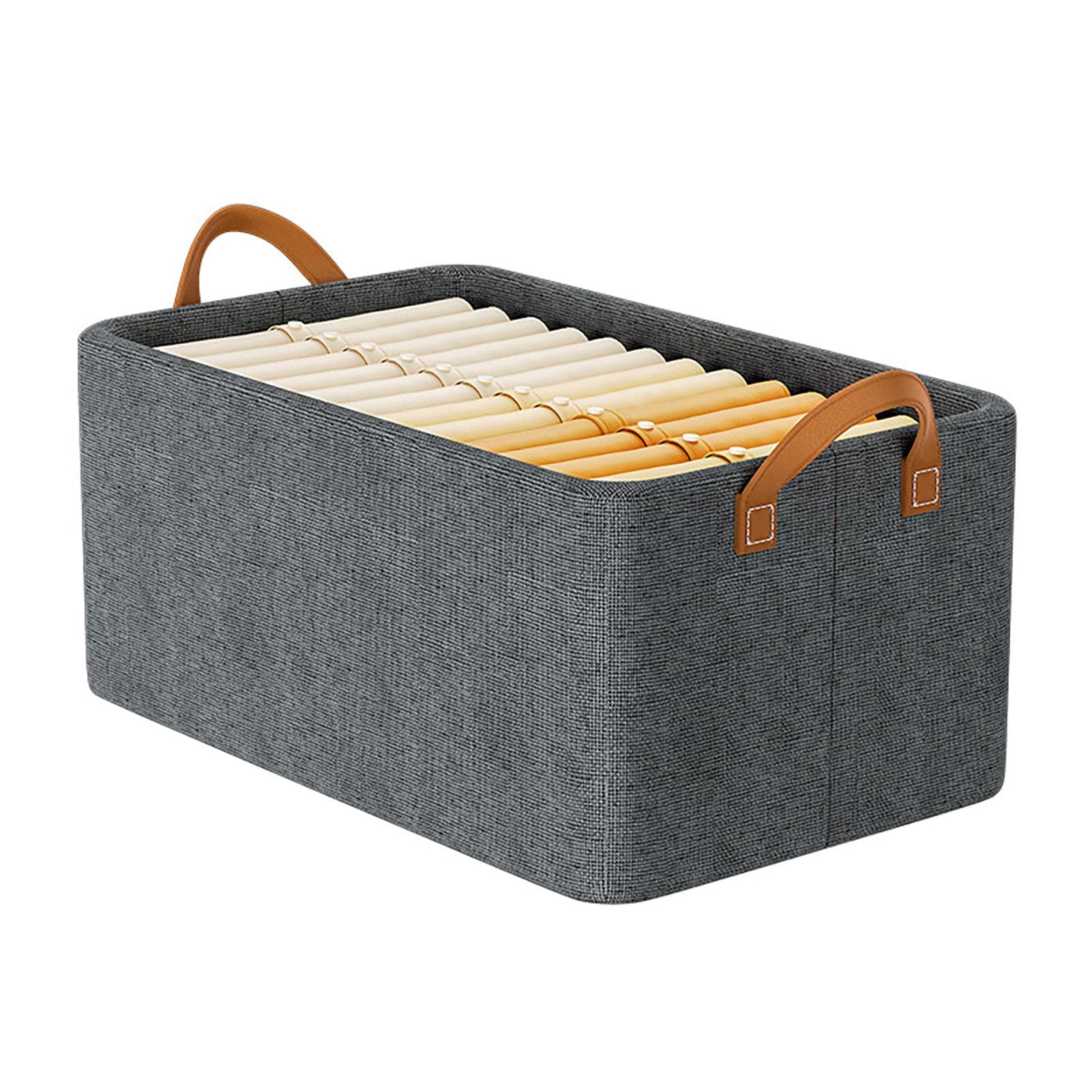Clothes Organizer Foldable Galvanized Steel Frame Carrying Design Thicken Fabric Cloth Storage Bins gray
