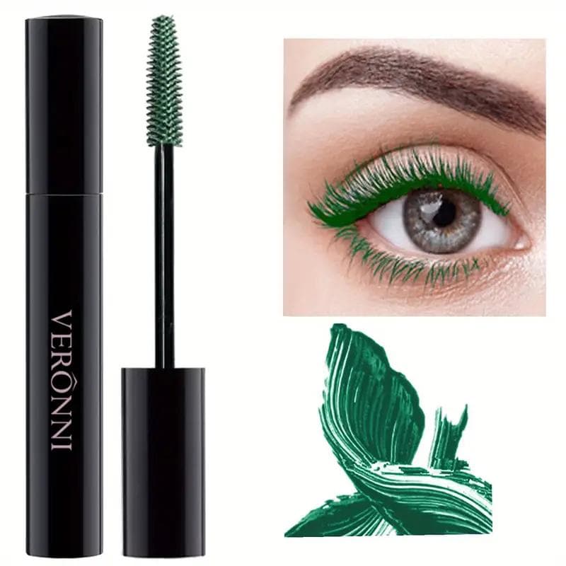 5-Color Waterproof Mascara - Long-Lasting, Smudge-Proof, Curling Formula, Black & Green Shades, Formaldehyde-Free, Ideal for All Skin Types 04 green
