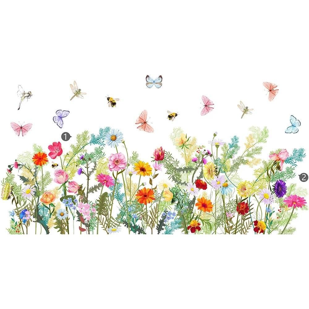 1PC Butterfly Flowers Wall Stickers For Living Room Bedroom Background Wall Decor Room Decoration Decals Wallpaper