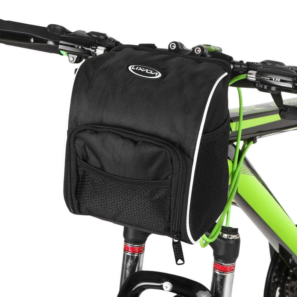 Lixada Bicycle Handlebar Bag Cycling Bike Front Bag Basket with Rain Cover black