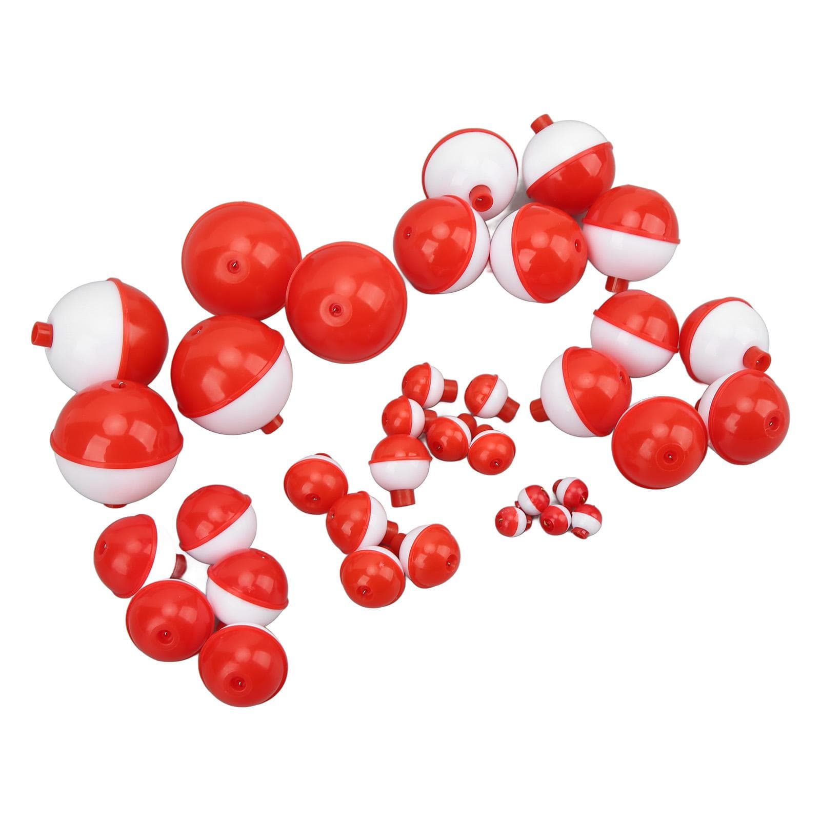 35pcs Fishing Bobbers Set Push Button Snap On Round Fishing Floats Eye Catching Plastic Fishing