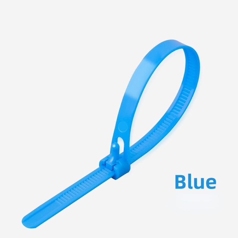 100pcs Plastic Reusable Cable Ties 5*200mm Releasable Nylon Loose Slipknot Recycle Detachable Bundle Ties blue
