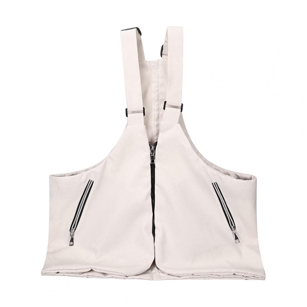 Men Waistcoat Bag Adjustable Shoulder Straps Zipper Pockets Cargo Tops Canvas Bag Vest-Style Backpack with Large Capacity white