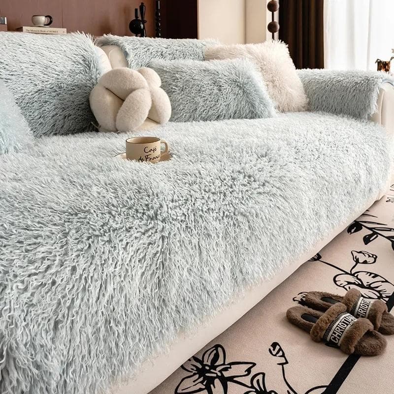 Modern Simple Winter Lamb Wool Sofa Towel Thicken Plush Soft Sofa Covers for Living Room Anti-slip Couch Cover Home Decor G 90x70