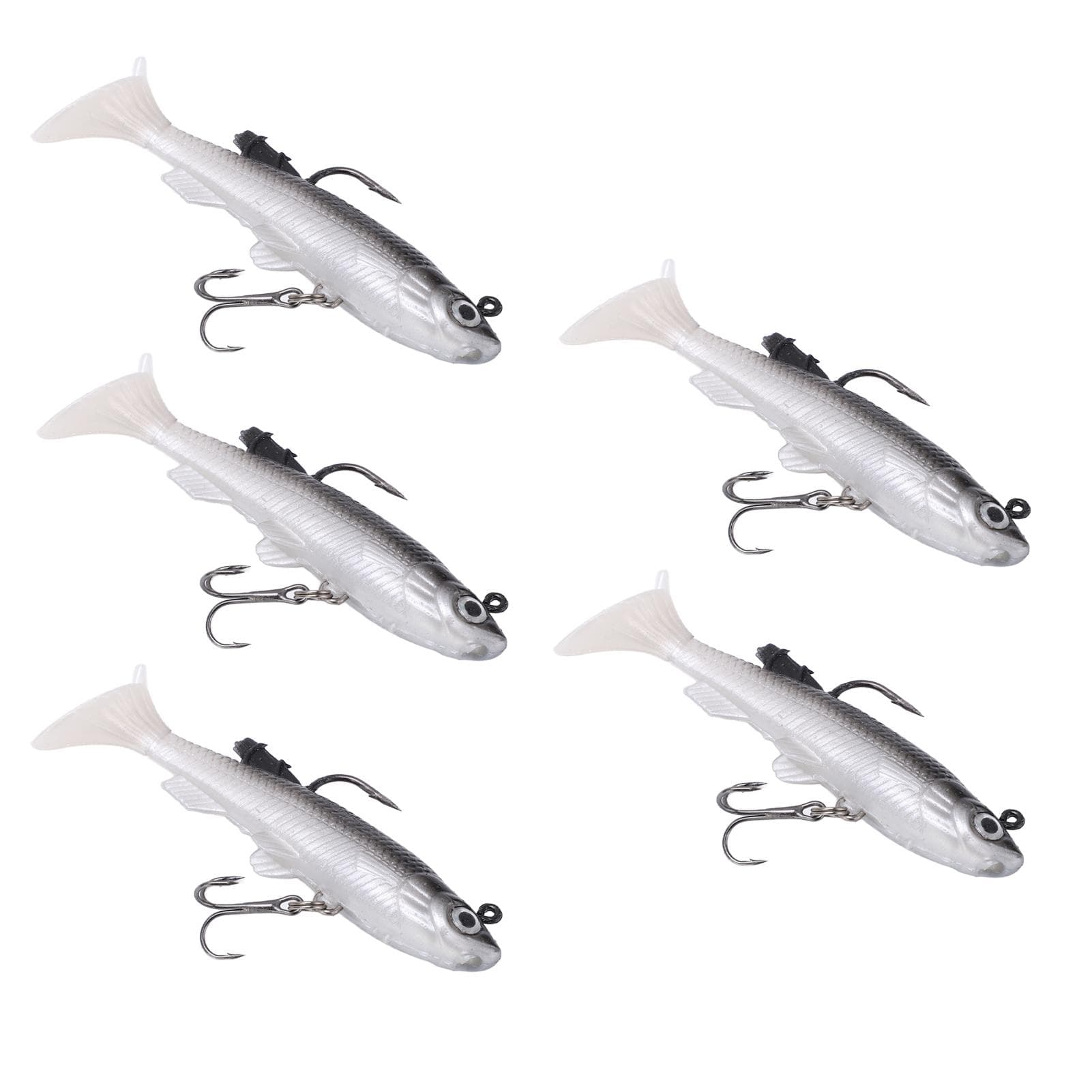 5pcs Soft Body Sinking Swimbait T Tail Soft PVC Bass Lure Trout Bait for Saltwater Freshwater