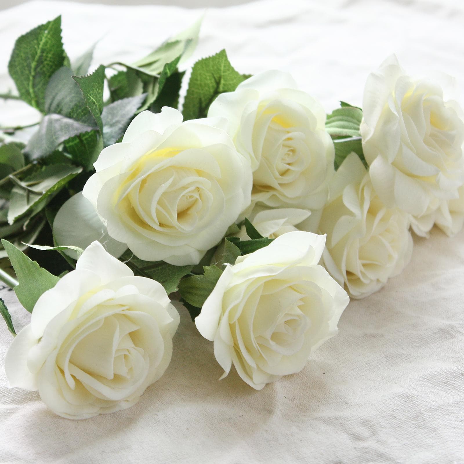 10Pcs Artificial Latex Roses Real Touch Flowers For Wedding Bridal Bouquet Home Decoration A white
