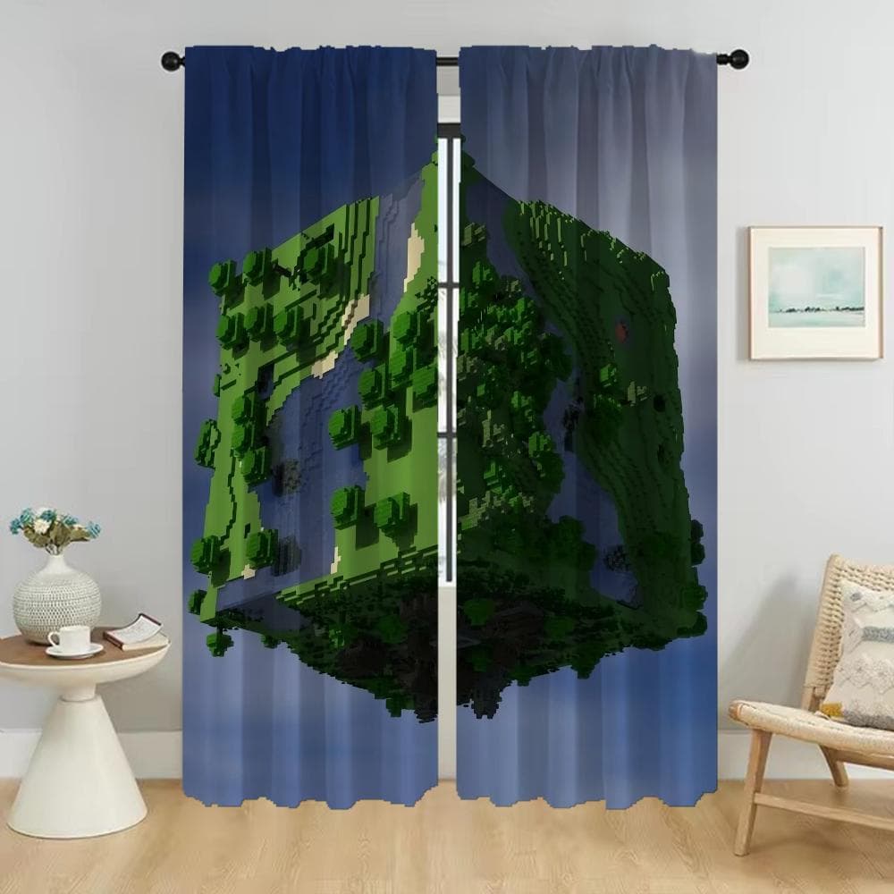 Mine-crafts Blackout Curtain for Room 2 Panel Home Interior Curtains Halloween Decoration Partition Shades Tulle for Bedroom W50xH70cmx2pcs-CL