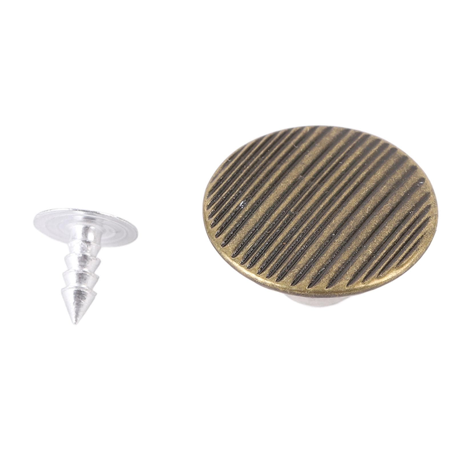 125 Sets Pants Buttons 17mm Bronze Color Striped Pattern Iron Cap Pointed Aluminum Screw Combo