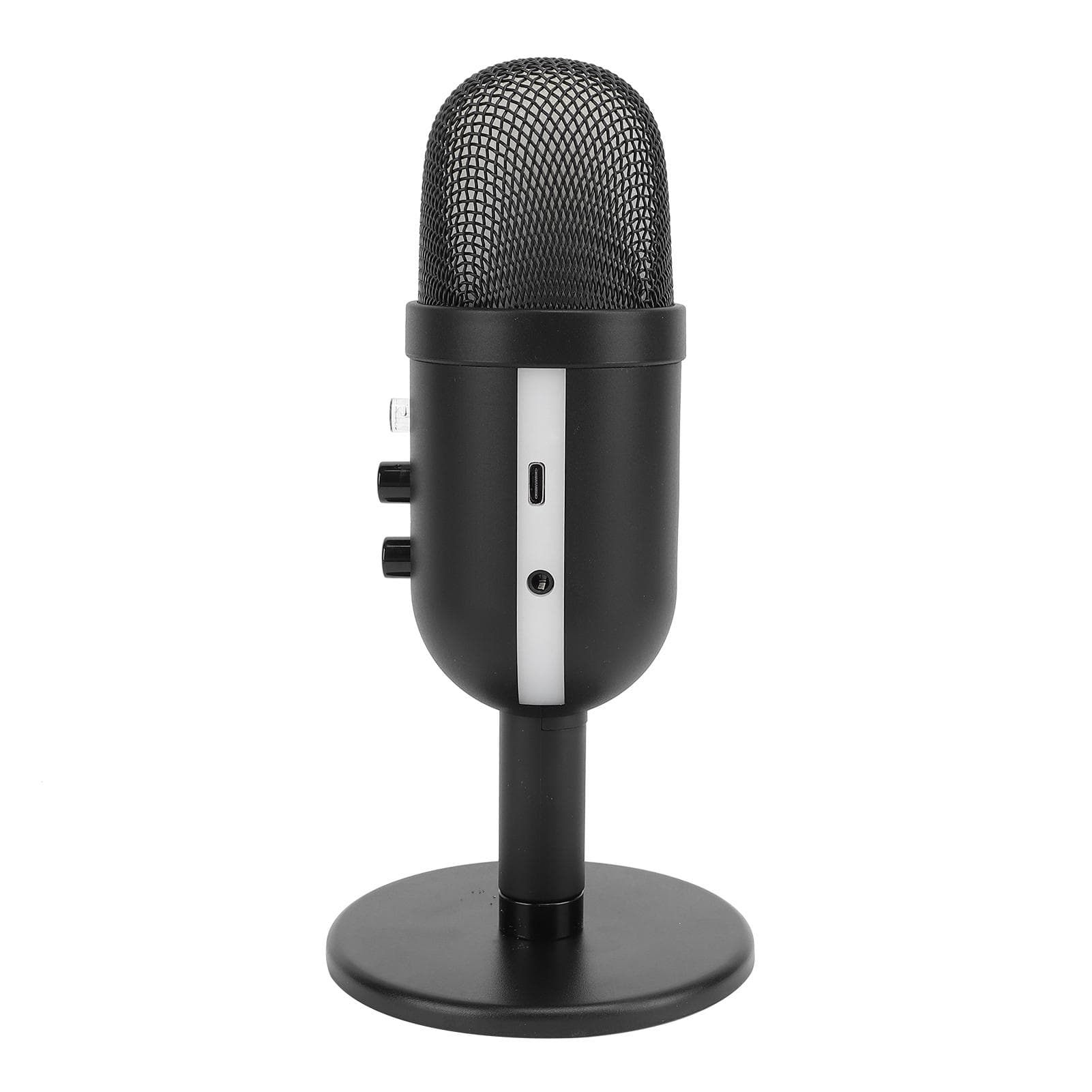 Condenser Microphone Gain Control Quick Mute USB PC Mic with Ambiance Light Base Stand for Gaming
