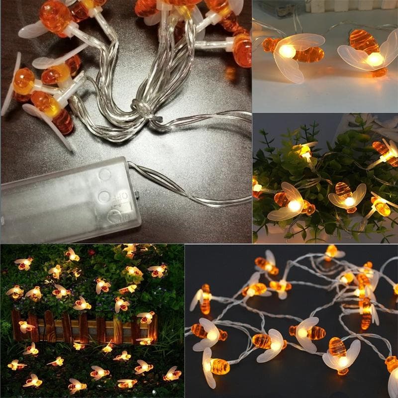 Bee Shape Led Solar String Lights Energy Saving Outdoor Lights For Fence Lawn Patio Garden 3 meters 20 lights