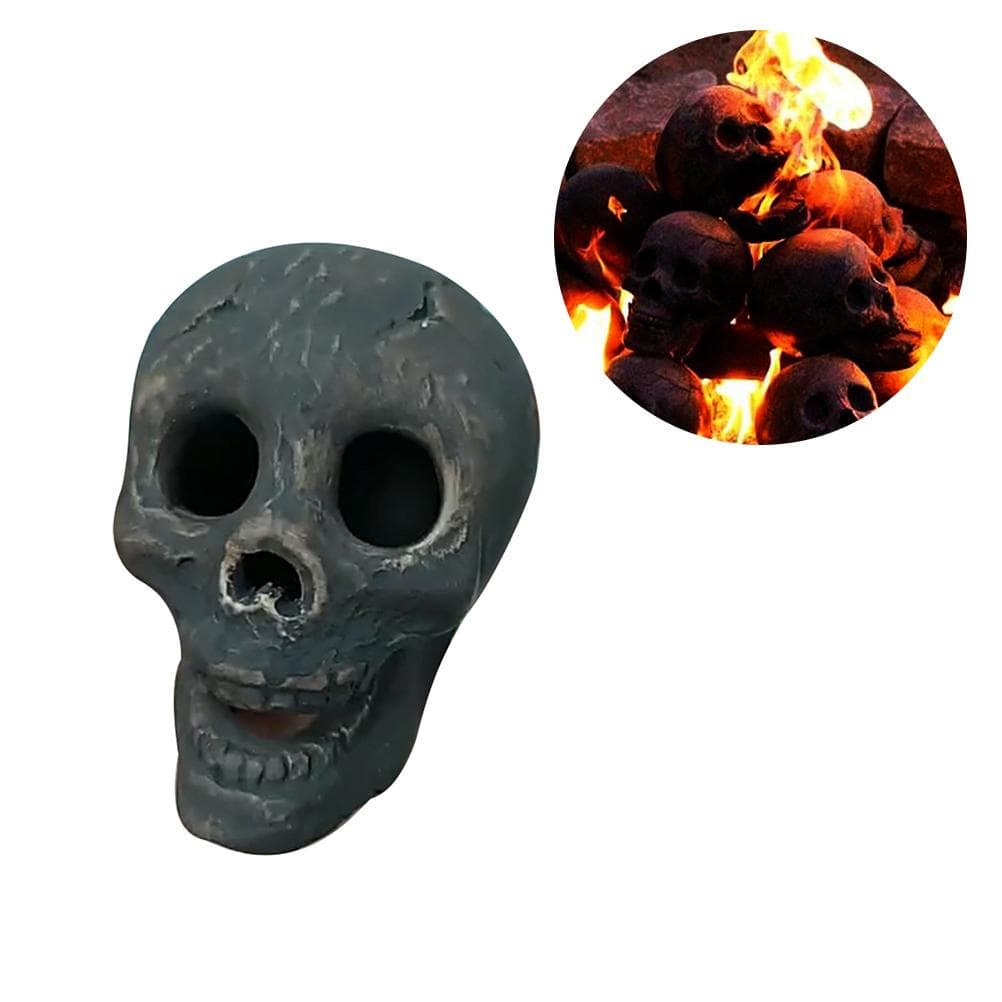 Simulated Human Head Bone Ceramic Fireproof Fire Pit Skeleton Log for Bonfire Campfire Fireplace